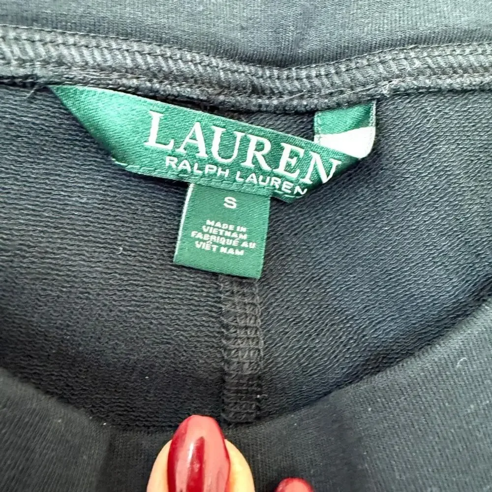 Lauren Ralph Lauren Moto Leggings Black Zip Ankle‎ Cotton Stretch Women S